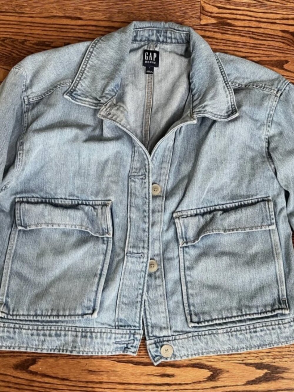Gap Super Soft Blue Light Wash Denim Utility Jacket Size Large 744893 - Picture 6 of 10